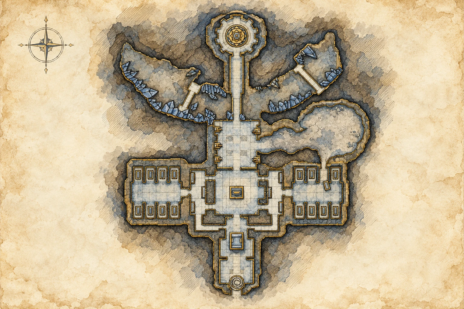Hall of Thanes · Hall of Thanes · Illustrated dungeon map
