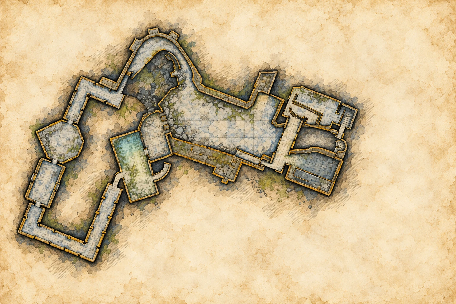 Shadowfang Keep · The Courtyard · Illustrated dungeon map